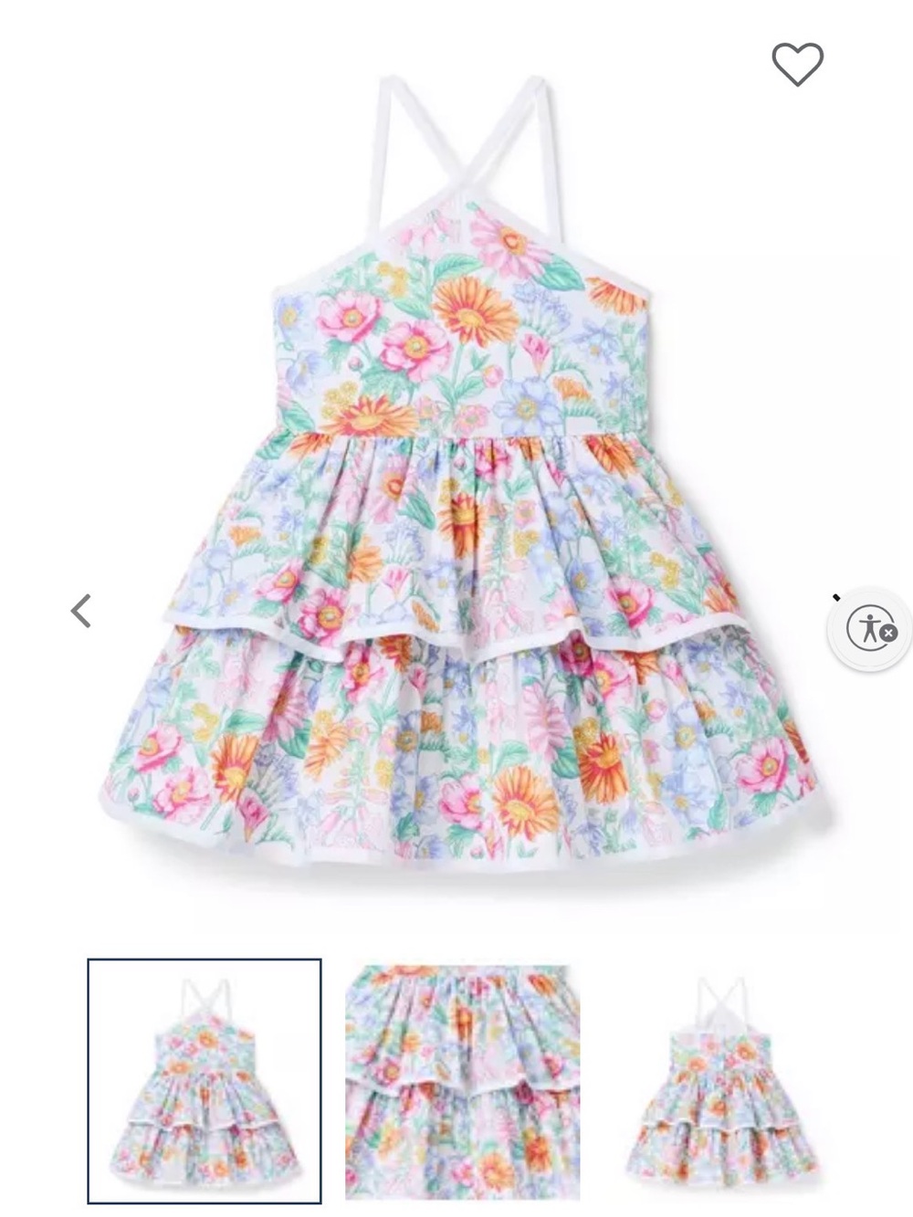 Girls Floral Tiered Sundress - White Multi